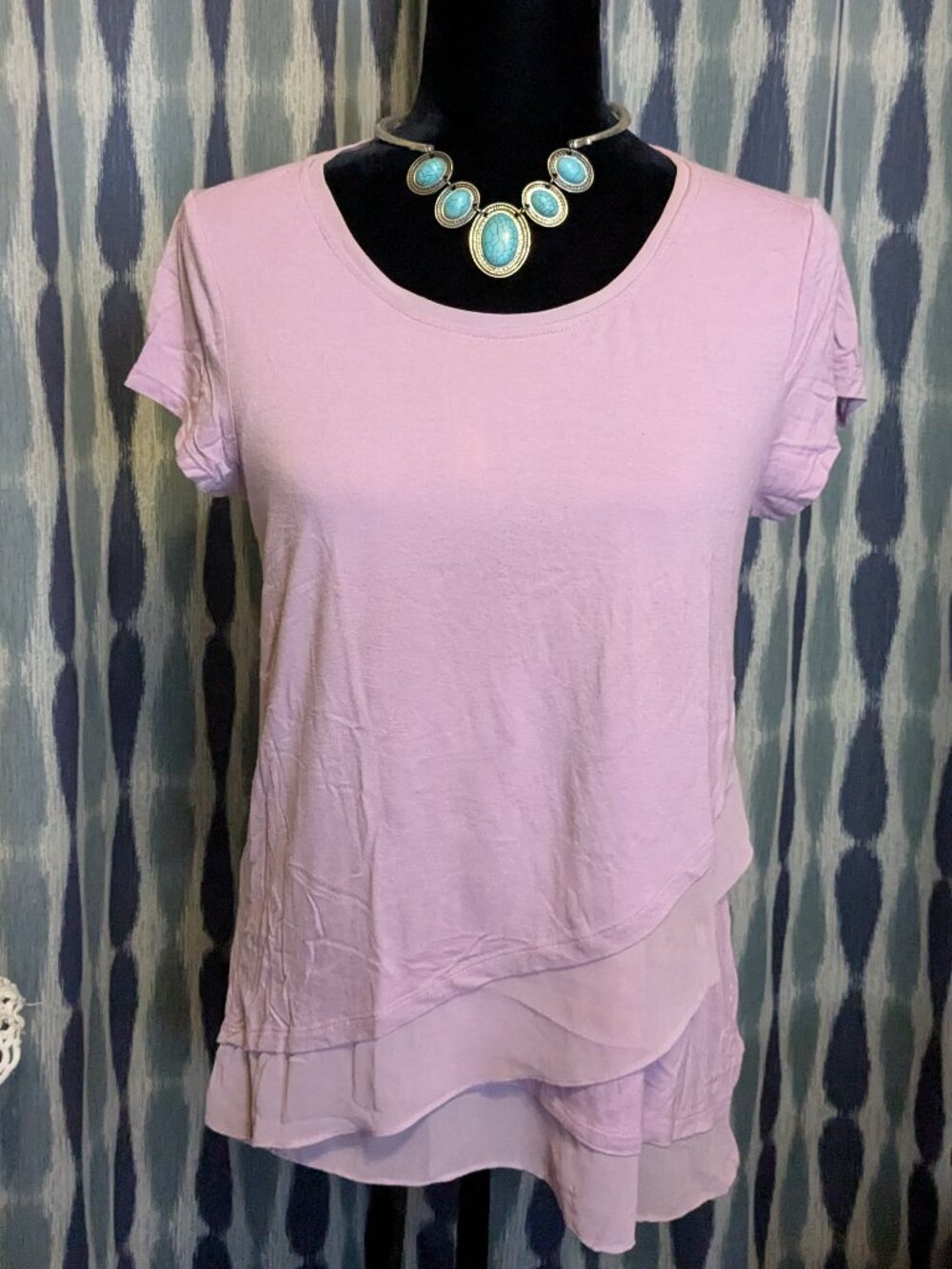 The Limited Blush Pink Layered Hem Short Sleeve Tee Size M